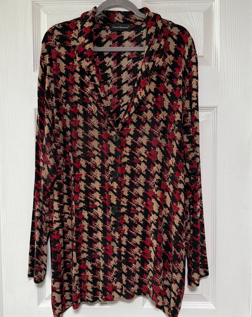 Travel Elements Women's Slinky Button Front Long Sleeve Top Size 2X